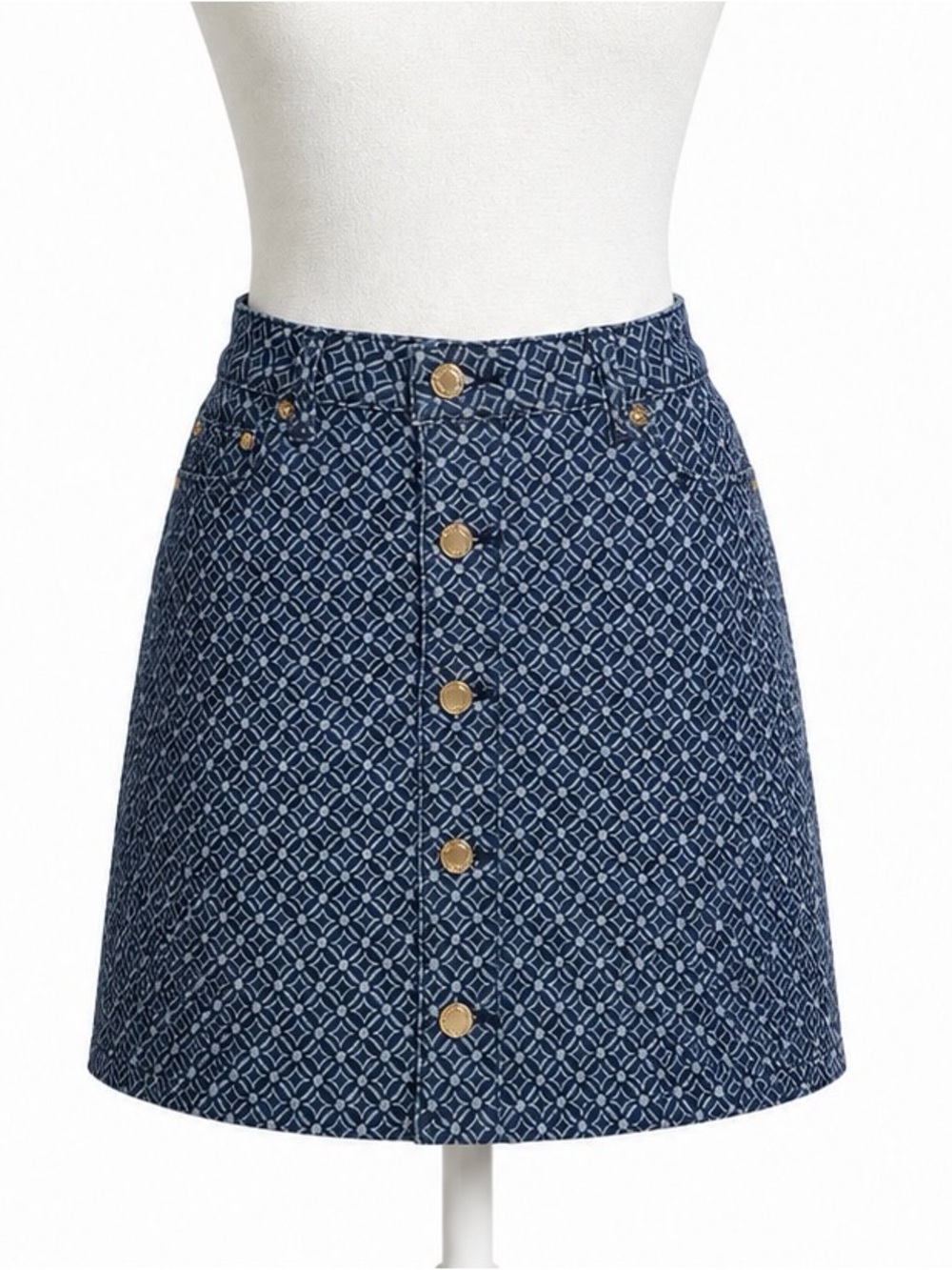 Michael Kors Blue Geometric Pattern Skirt Size: 0